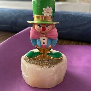 SAINT PATRICKS DAY RON LEE 1993 BRONZE STATUE PAINTED CLOWN BOW GREEN TOP HAT
